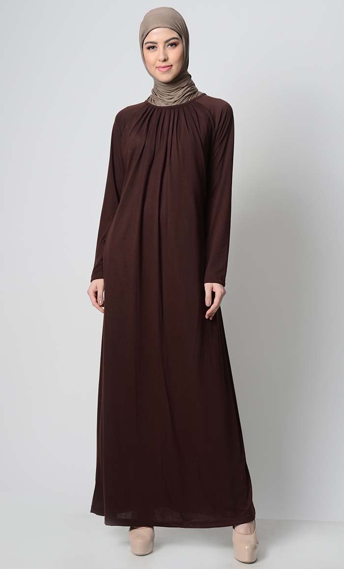 Raglan With Neck Pleats Viscose Abaya