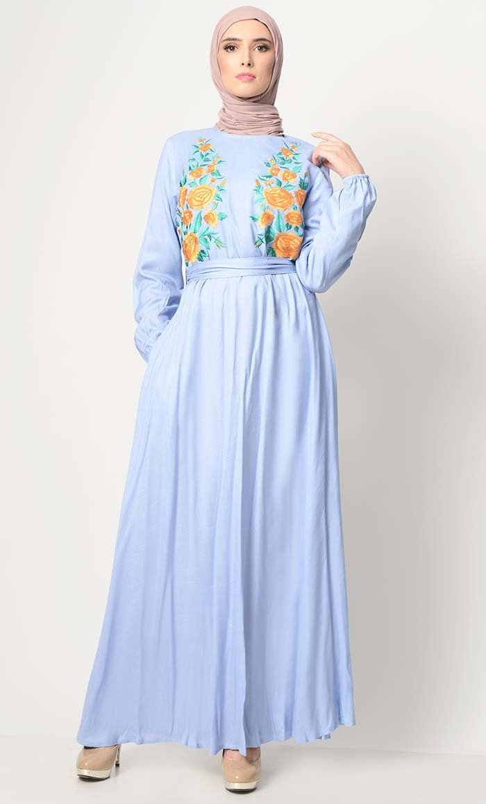 Sunrise Rose Embroidered Abaya