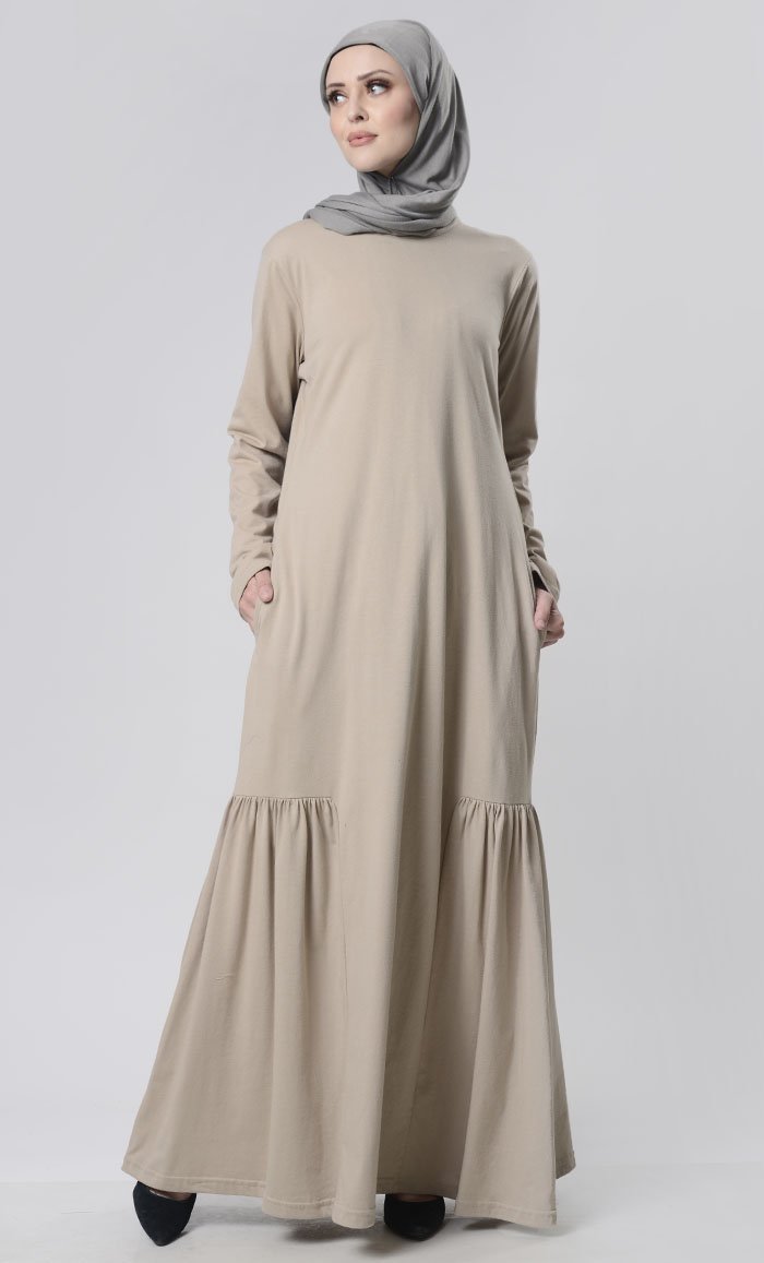 Simple Knit Abaya With Pockets