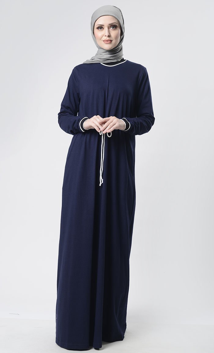 Sports drawstring Abaya With Pockets