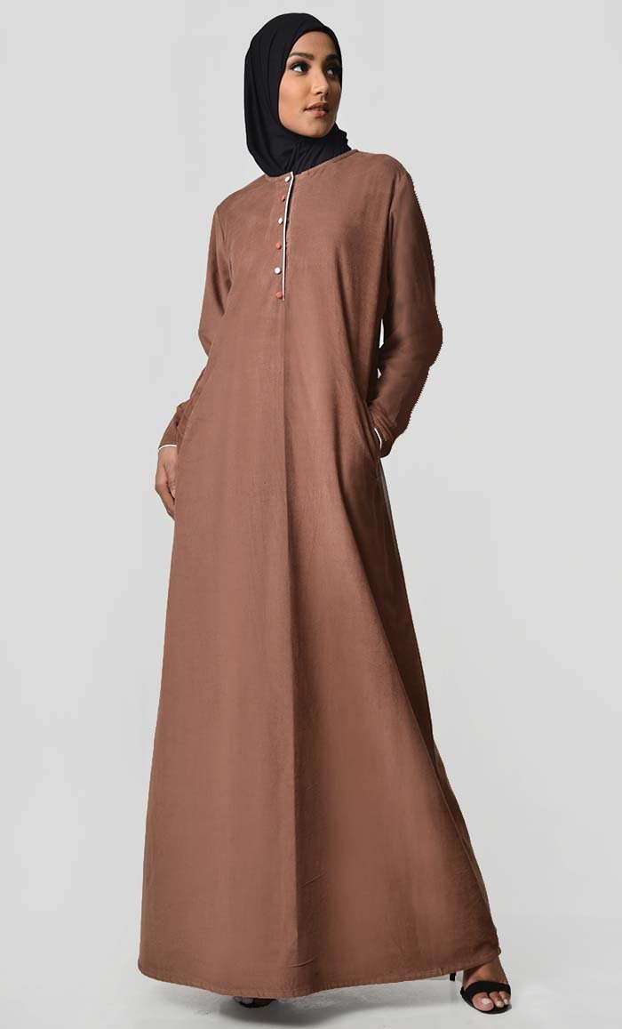 Multicolor Button Detail Abaya Dress