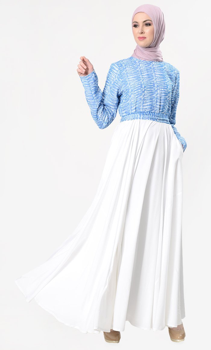 Turkish Style Sky Everyday Abaya-White