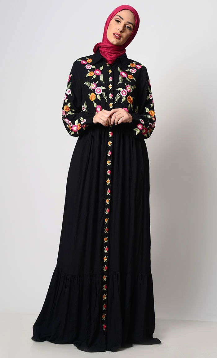 English Rose Embroidered Abaya