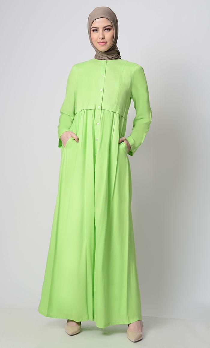 Summer Waist Pleated Gathered Abaya