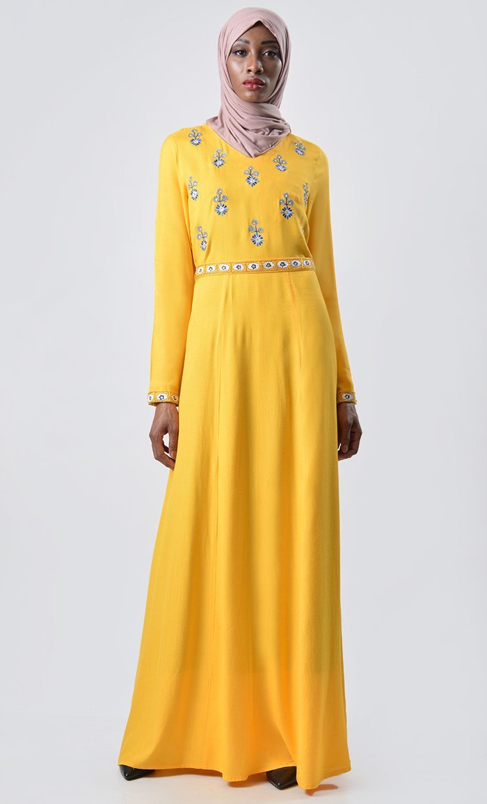 Bright Sky Embroidered  Abaya