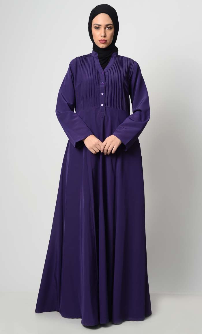 Front Pin Tuck Adorned Abaya