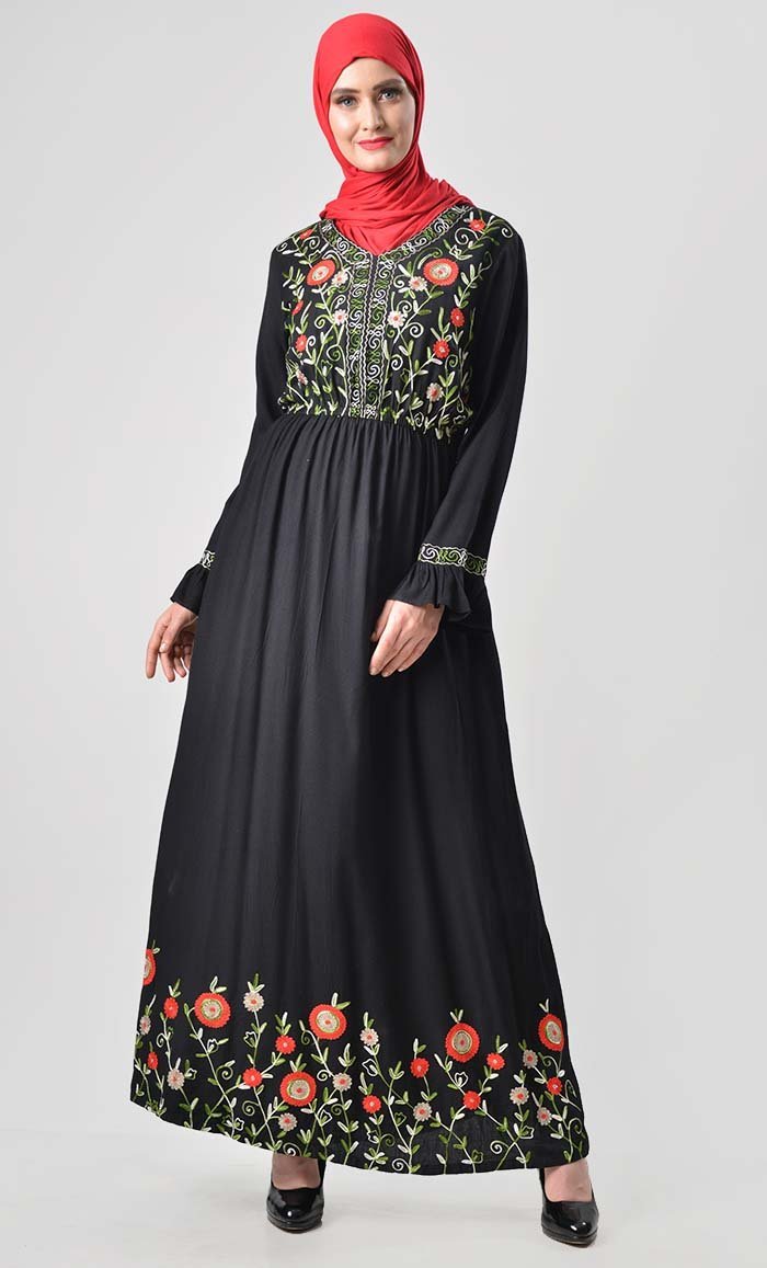 Full Bloom Spring Embroidered Abaya