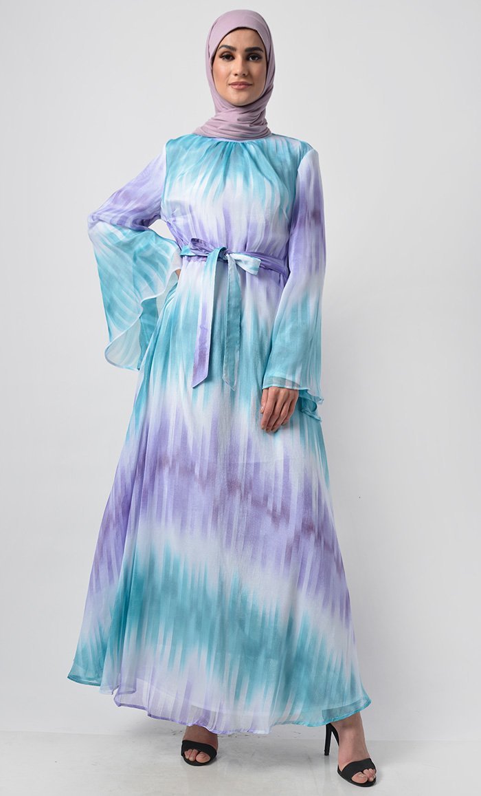 Pastel Double Tone Gradient Printed Everyday Abaya