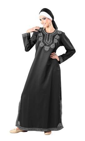 Thread Embroidered A Line Ruksana Abaya Dress