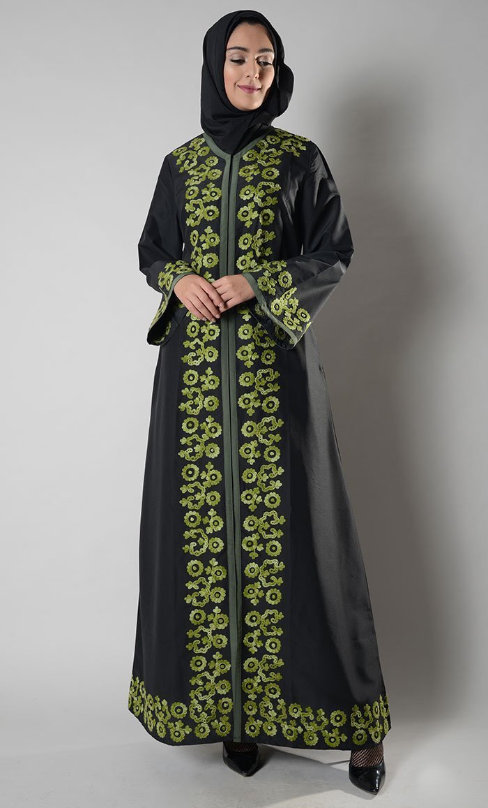 Green Embroidered Abaya Jilbab