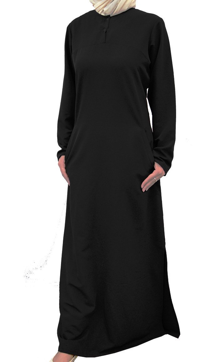 Two Botton Detail A Line School Uniform Abaya Dress (Navy)