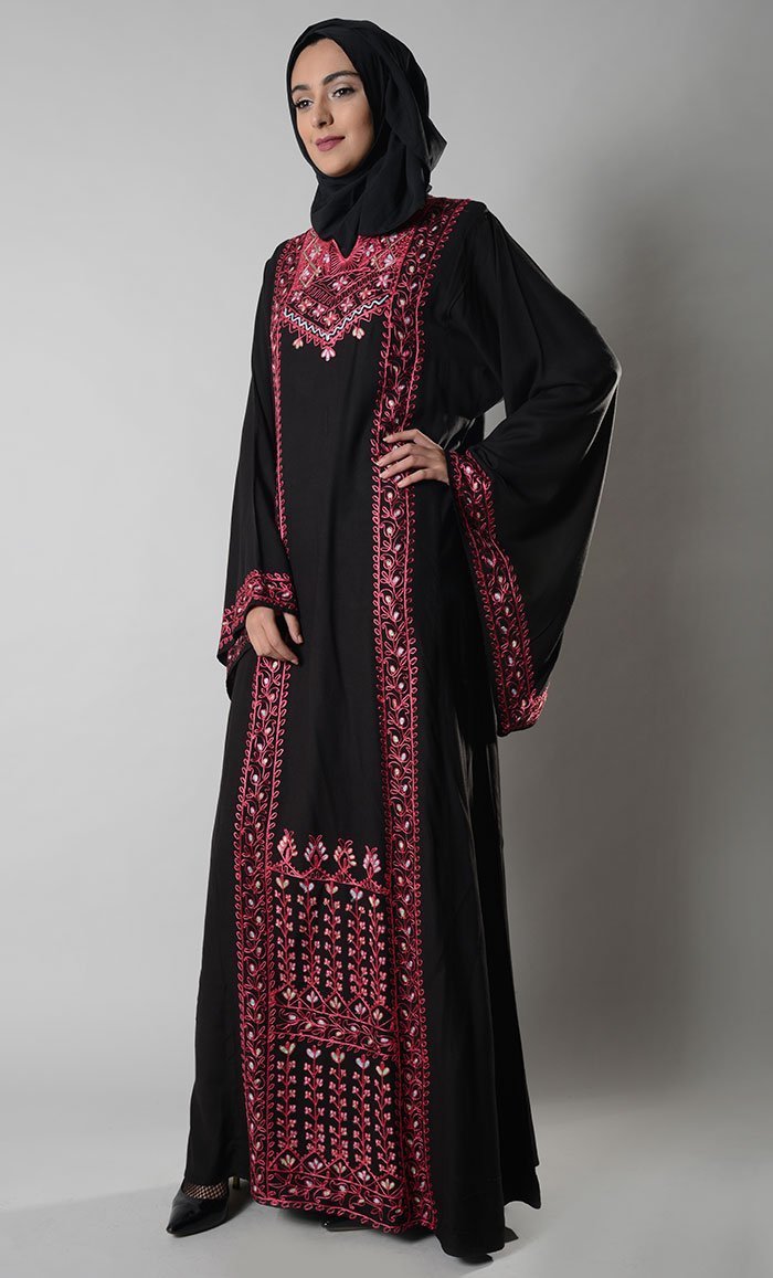 Jordanian Palestinian floral Embroidered Dress and hijab set