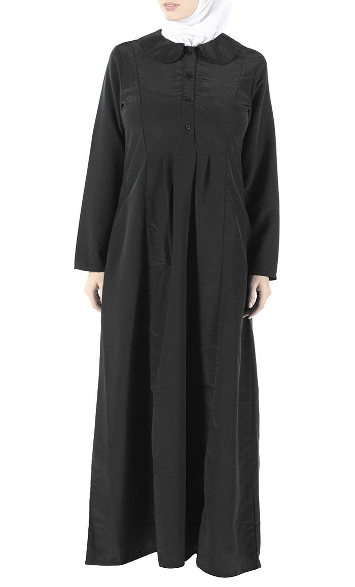 Peter Pan Collared Buttoned Bodice Abaya Dress