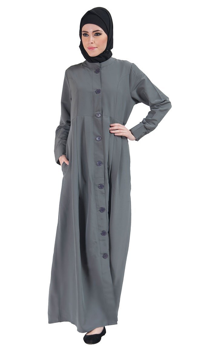 High Neck Kashibo Button Closure Abaya/ Jilbab