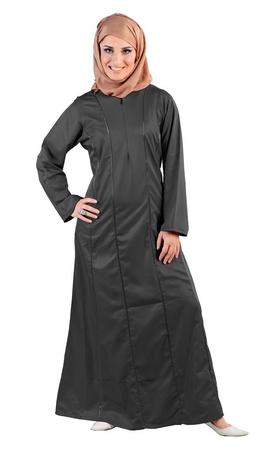 Contrast Color Ribbon Accents And Zipper Detail Maternity Abaya Dress