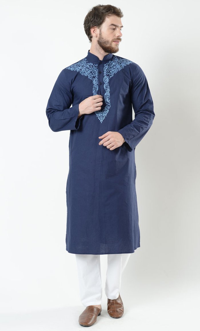 Men's Embroidered Kurta and Pant Set