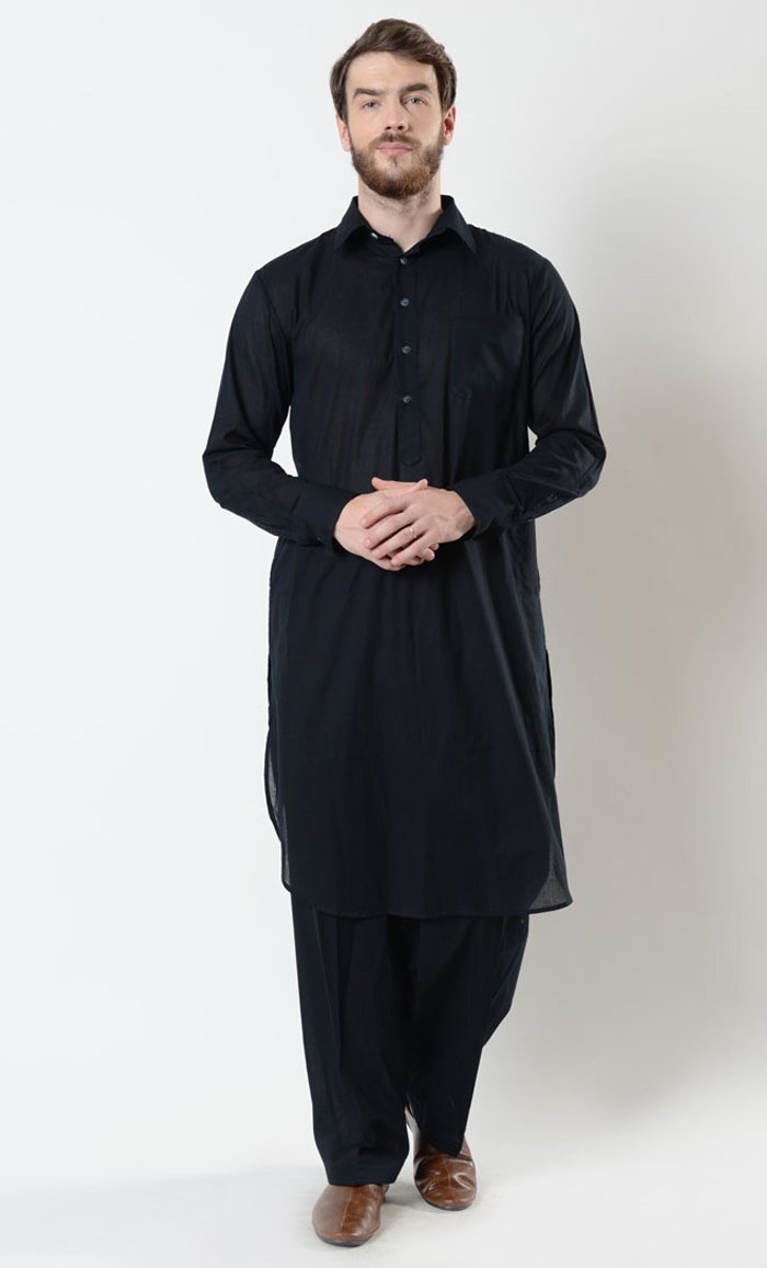 Mens Basic Cotton Shalwar Kameez Set