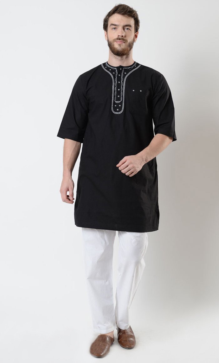 Men's Embroidered Short Sleeve Tunic