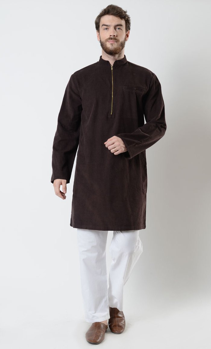 Mens Zipper Corduroy Tunic