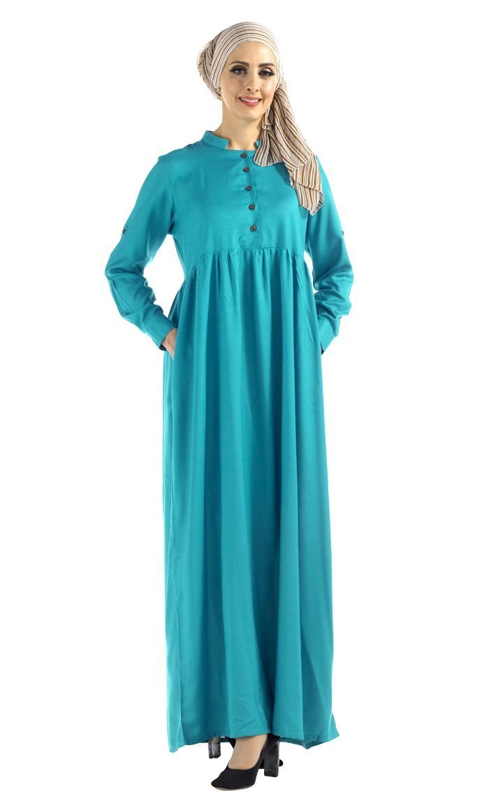 Button Down And Collared Basic Abaya Dress