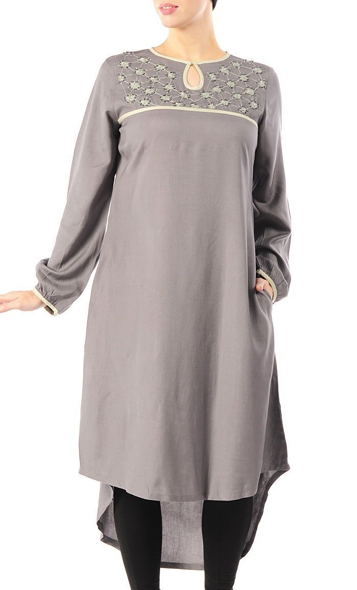 Embroidered Extra Long Rayon Tunic