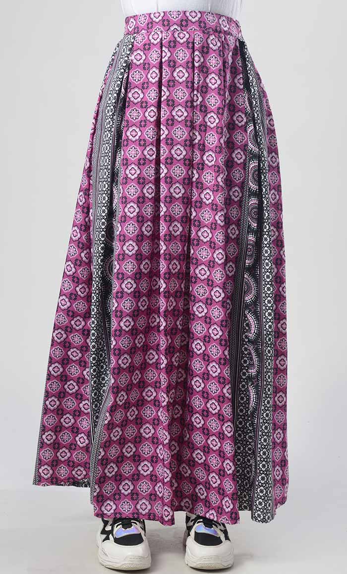 Basic Mandala Art Printed Skirt With Pockets