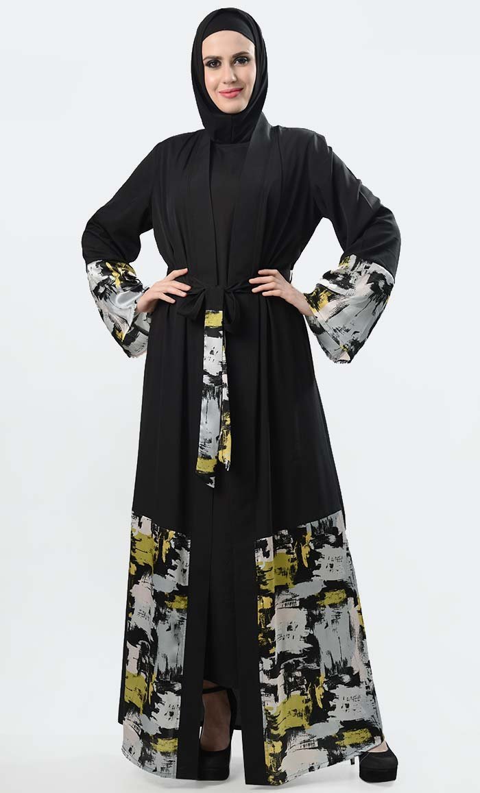 Bright And Shine Printed Shrug-Black + Green