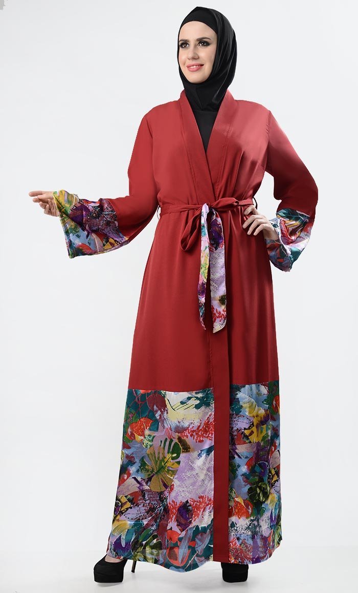 Bright And Shine Printed Shrug - Maroon