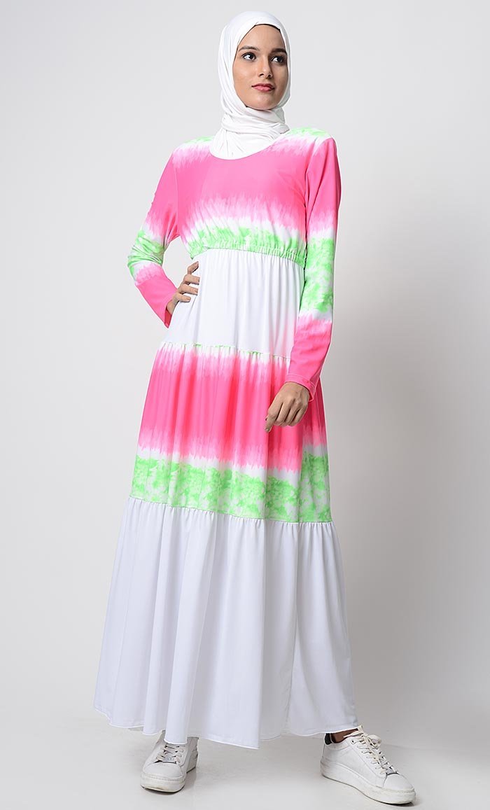 UV Resistant Beach Wear Color Blocked Abaya