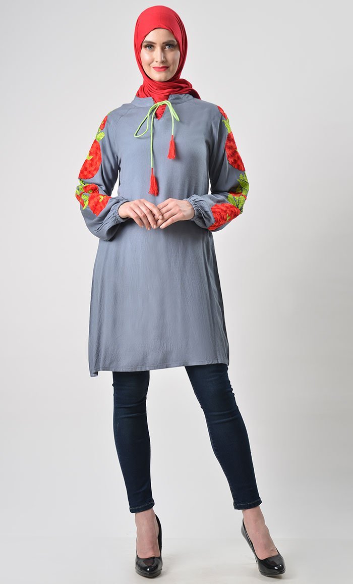 Floral Heavy Embroidered Tunic