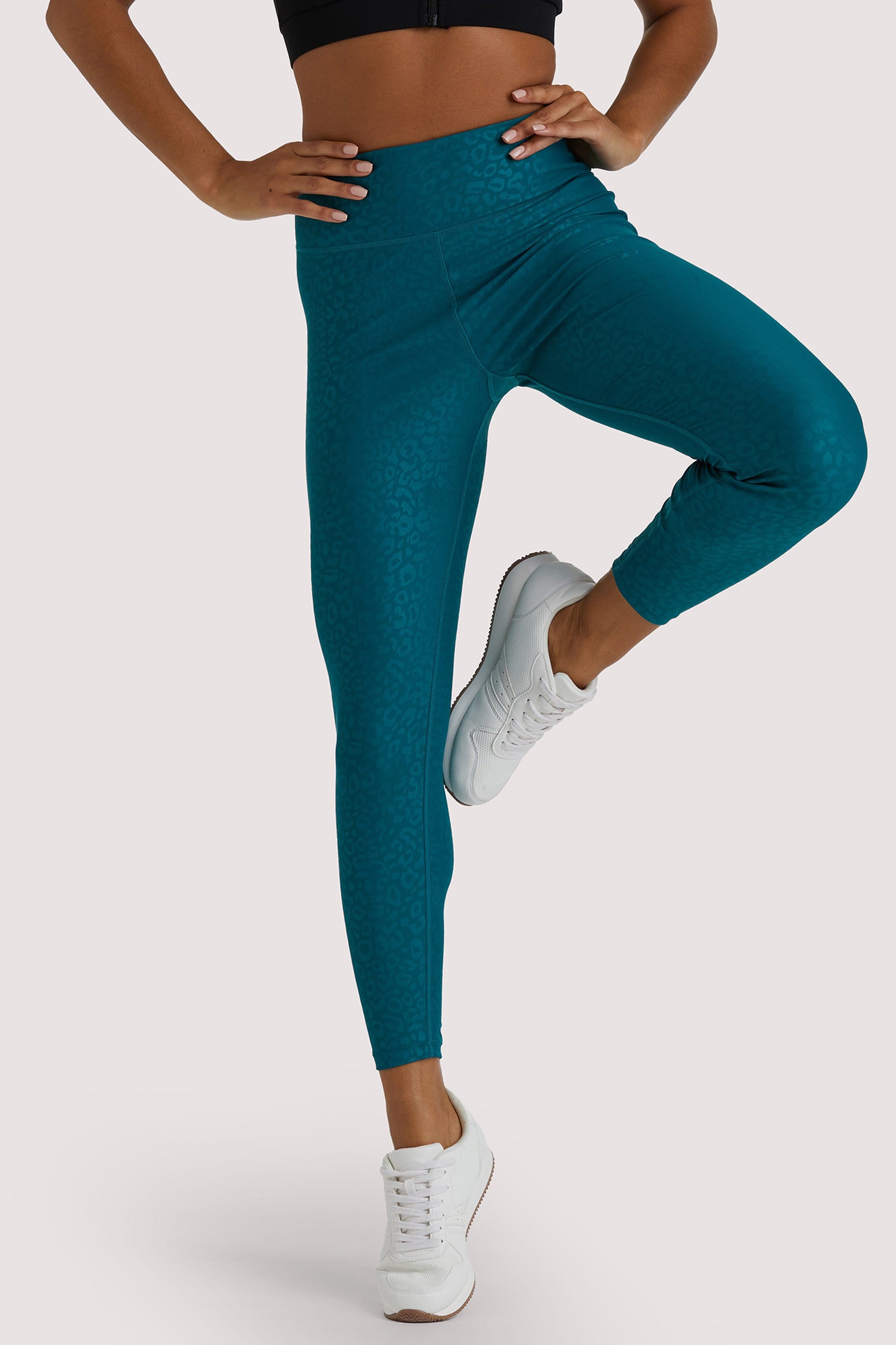 Teal Wet Look Croc Leggings