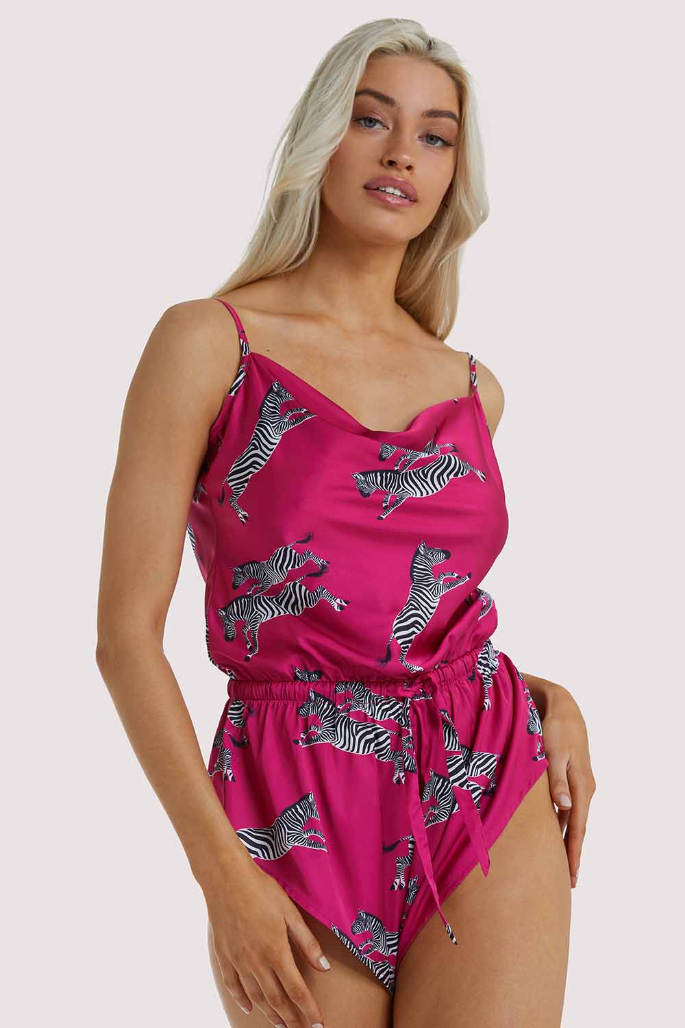 Hot Pink Zebra Playsuit