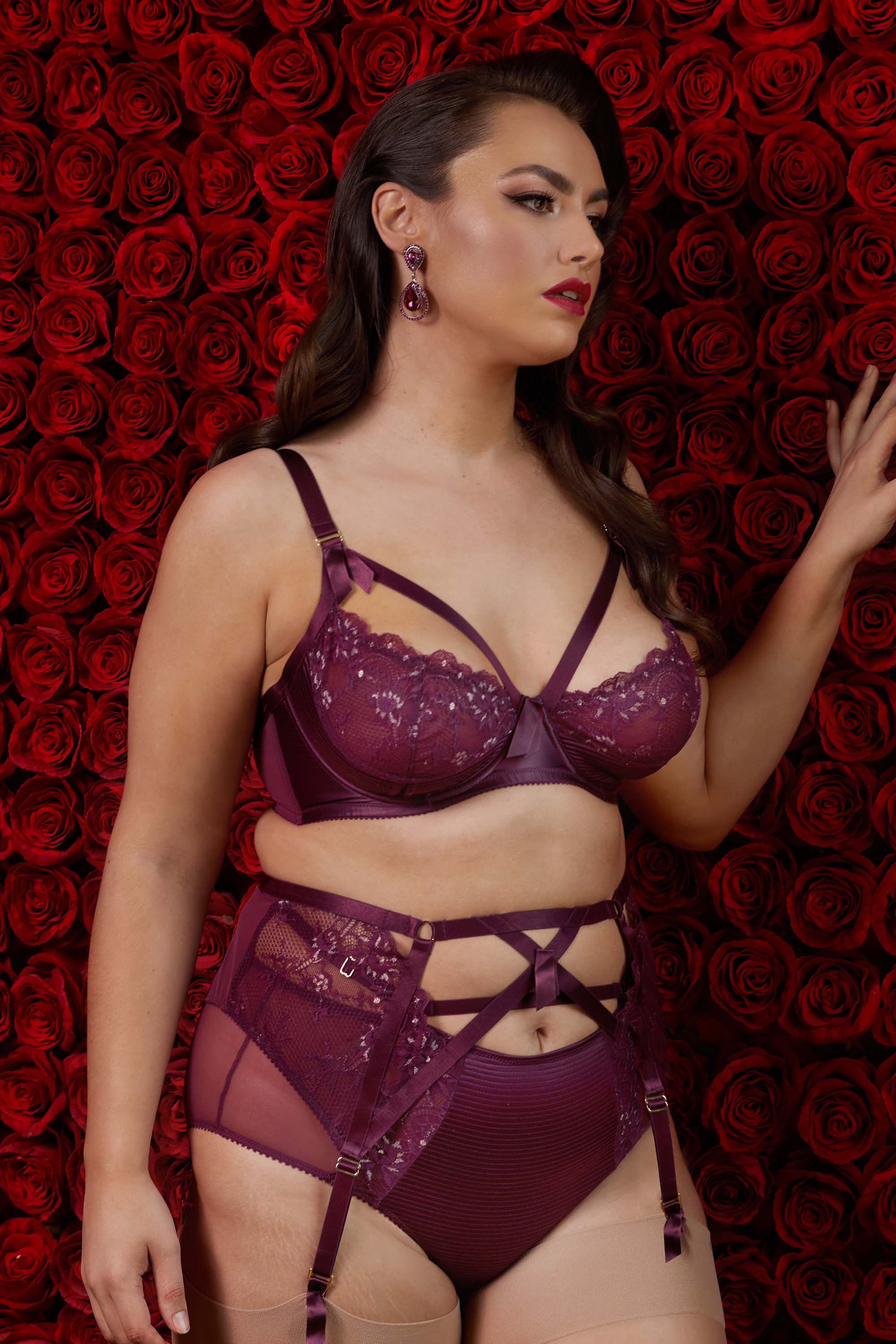 Madame X Dark Cherry High Waist Curve Suspender