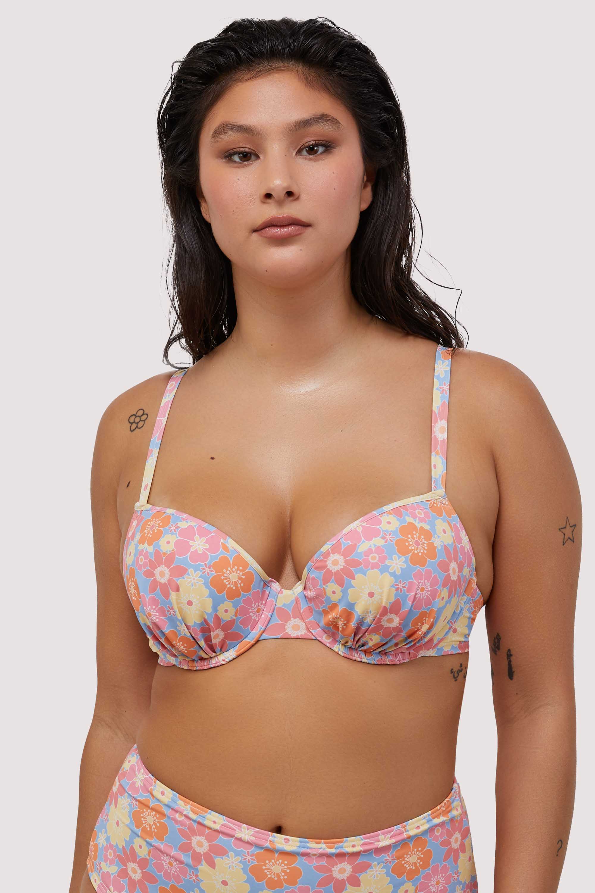 Floral Plunge Bikini Top Fuller Bust Exclusive