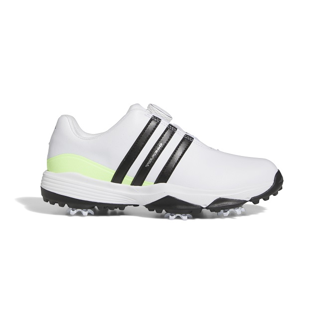 Adidas Golf Juniors Tour360 BOA Shoes 2024 White/Core Black/Green Spark 4.5