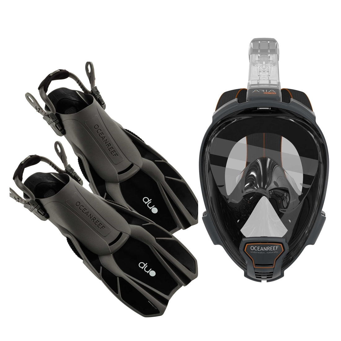 OCEAN REEF Aria QR+, Duo Travel Ready Mask/Fins Set Snorkeling Diving