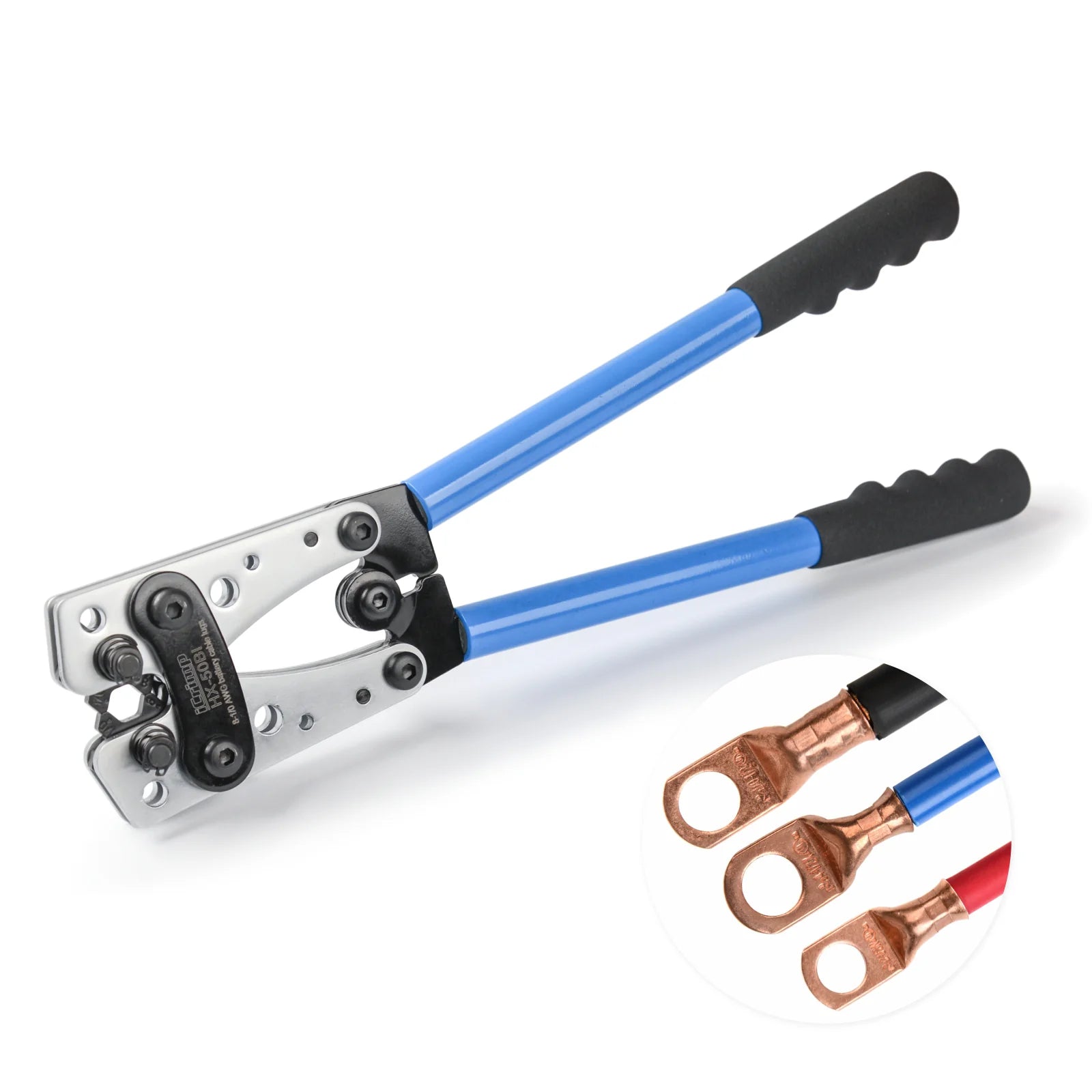 Battery Cable Lug Crimping Tool for Heavy Duty Wire Lugs, Battery Cable Ends from AWG 8-1/0