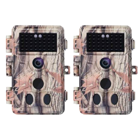 2-Pack Trail Game Cameras for Observing & Home Security 32MP 1296P Video Waterproof Motion Activated Time Lapse No Flash Infrared