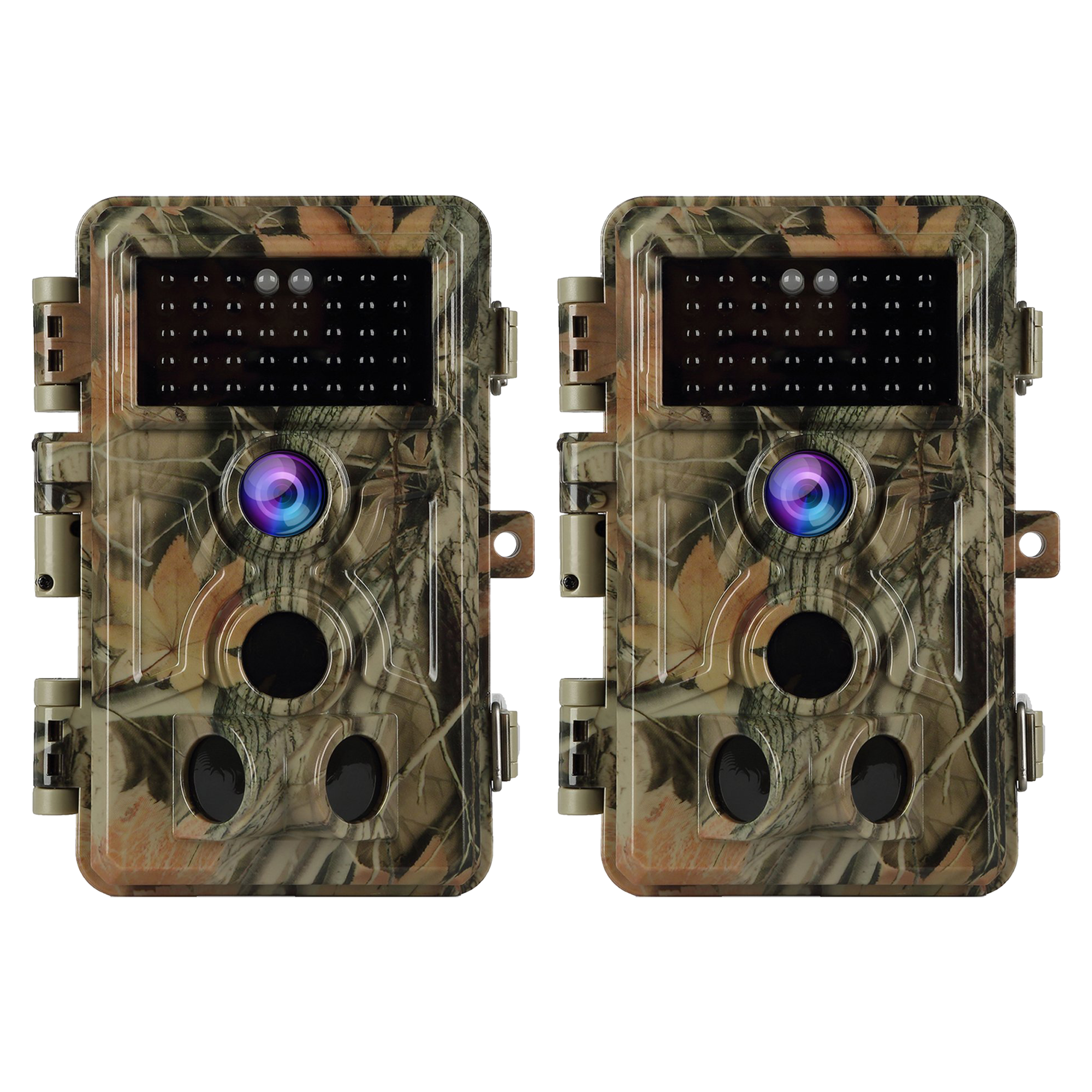 2-Pack Stealthy Trail Game Cameras for Wildlife Deer Observation & Home Security Full HD 32MP 1296P Video Waterproof No Glow Motion Activated