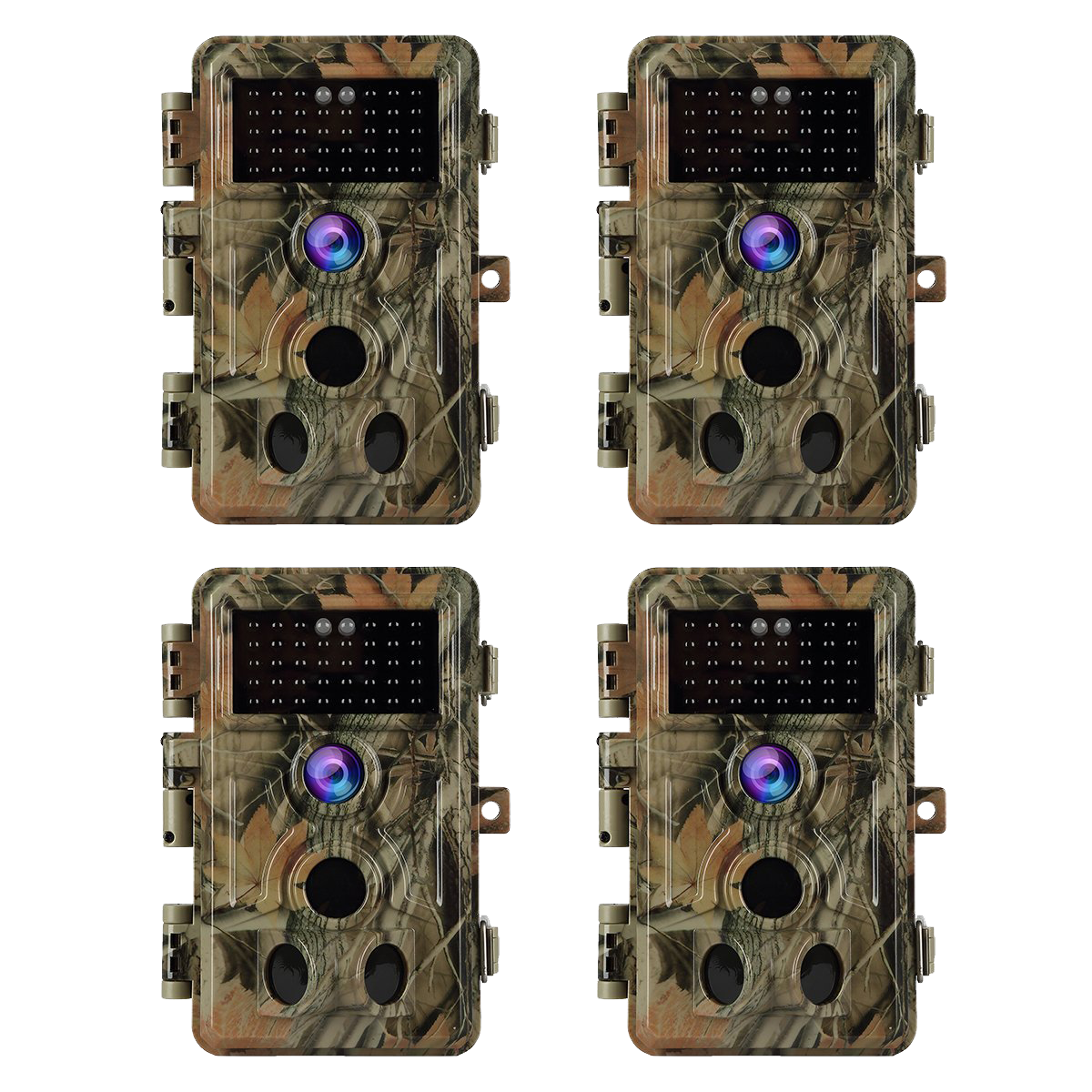 4-Pack Game Trail Deer Cameras Stealthy Camouflage 32MP 1296P Waterproof Motion Activated for Outdoor Wildlife Tracking and Home Security No Glow