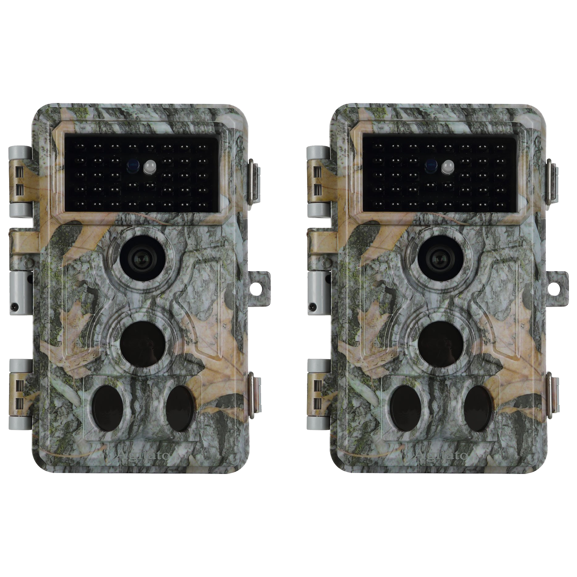 2-Pack Stealthy Camo Trail Observing & Game Deer Cameras HD 32MP 1296P Video 0.1s Trigger Time Motion Activated Waterproof No Glow Night Vision