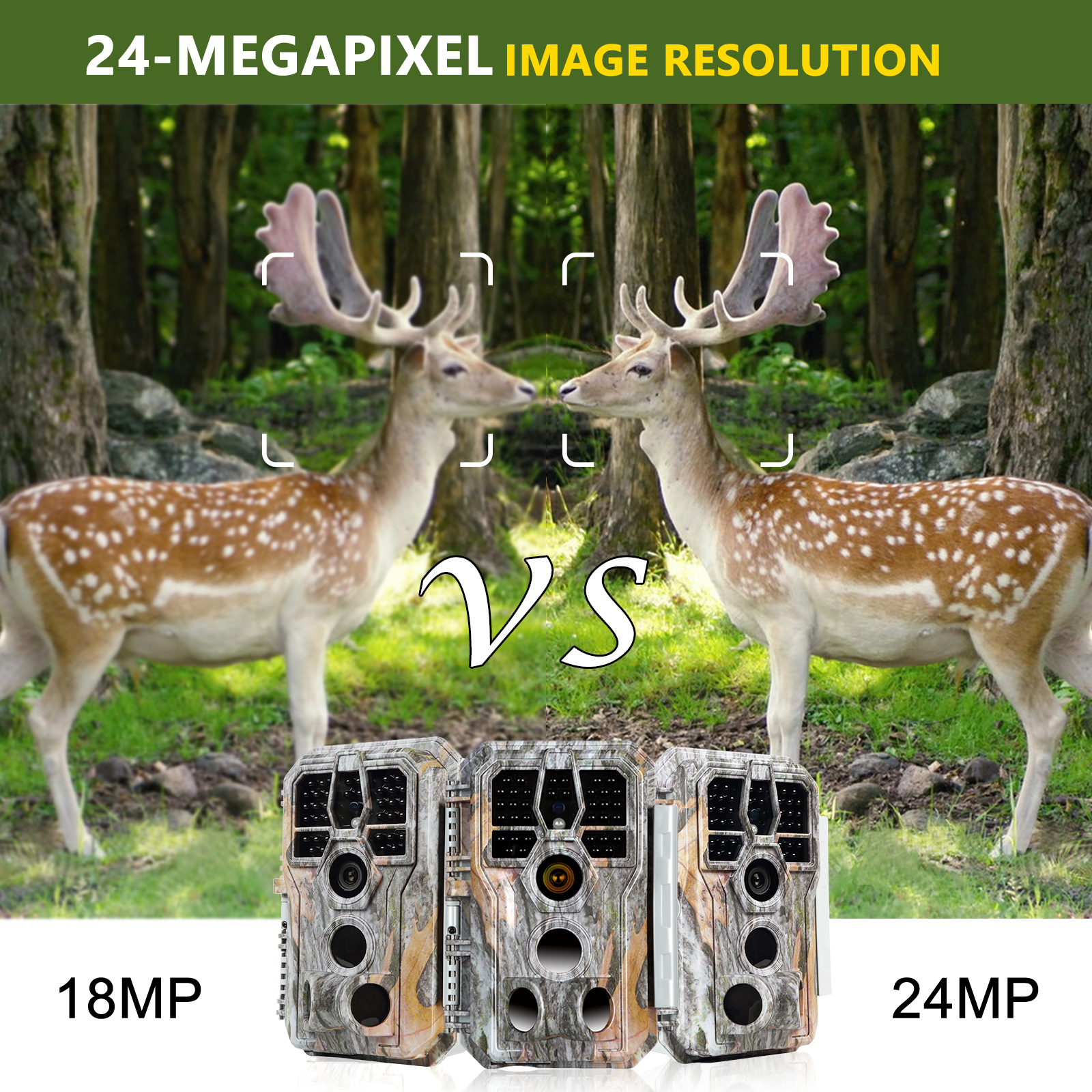 2-Pack A280 Trail Game Deer Cameras 24MP Photo 2304x1296P Full HD Video 100ft Night Vision No Glow 0.1S Trigger Motion Activated Waterproof