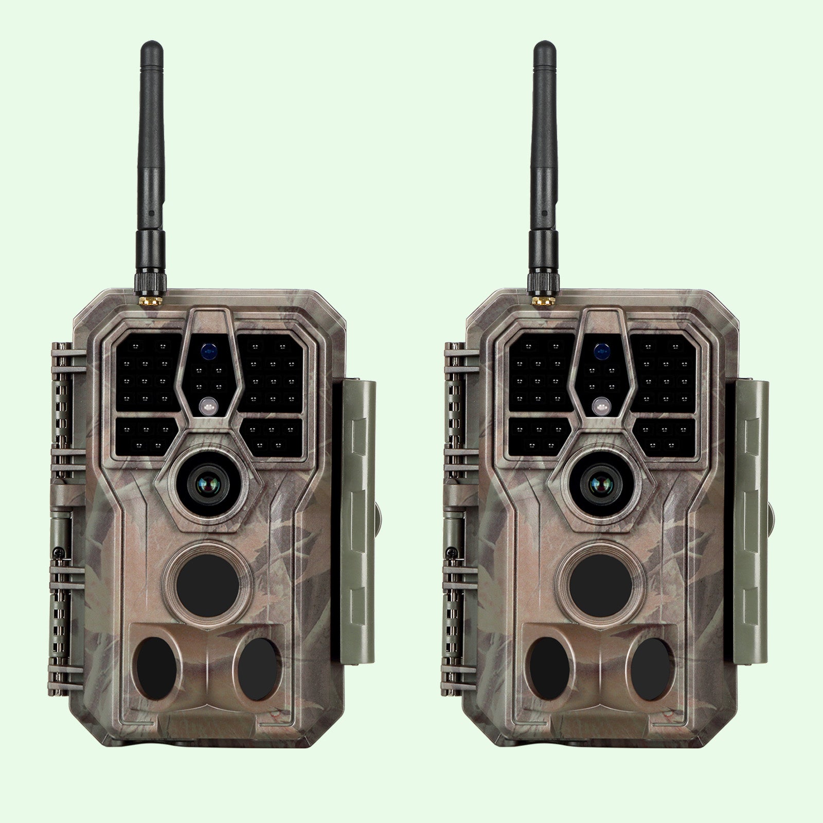 2-Pack Bluetooth Wireless Game & Trail Cameras 32MP for Wildlife Observing & Home or Backyard Security Night Vision Motion Activated Waterproof