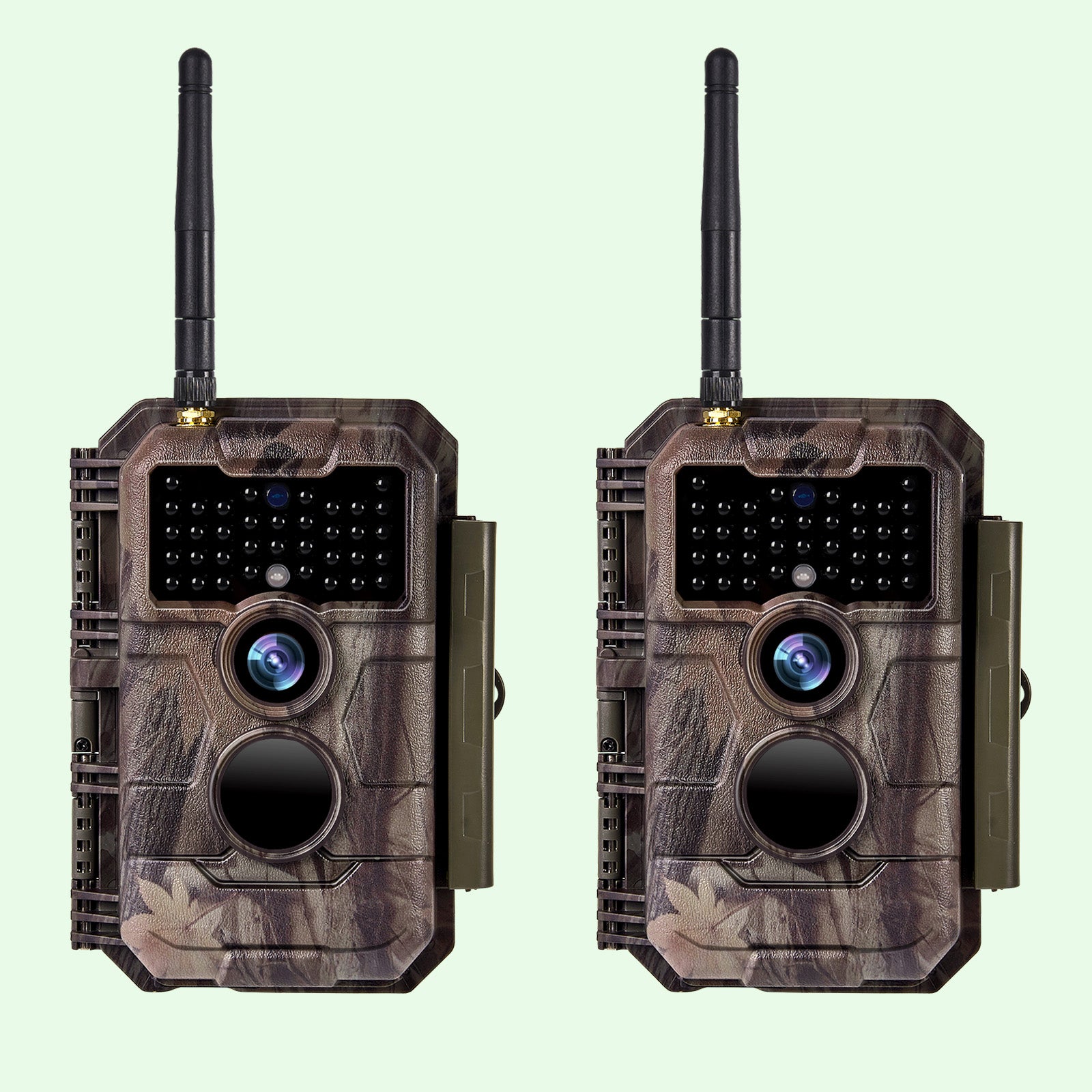 2-Pack Wireless Bluetooth WiFi Game Trail Deer Camera 24MP 1296P Video Night Vision No Glow Motion Activated Waterproof Photo & Video Model