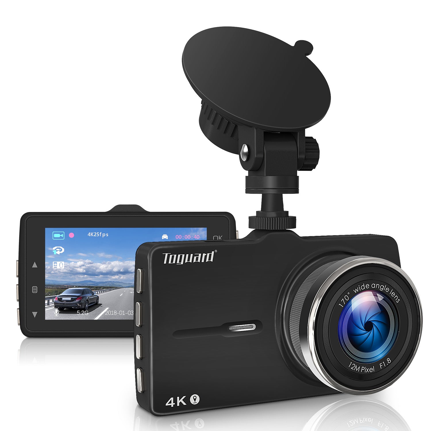 Toguard  CE50G  Dash Cam 4K Ultra HD Dash Camera with GPS  Car Driving Recorder