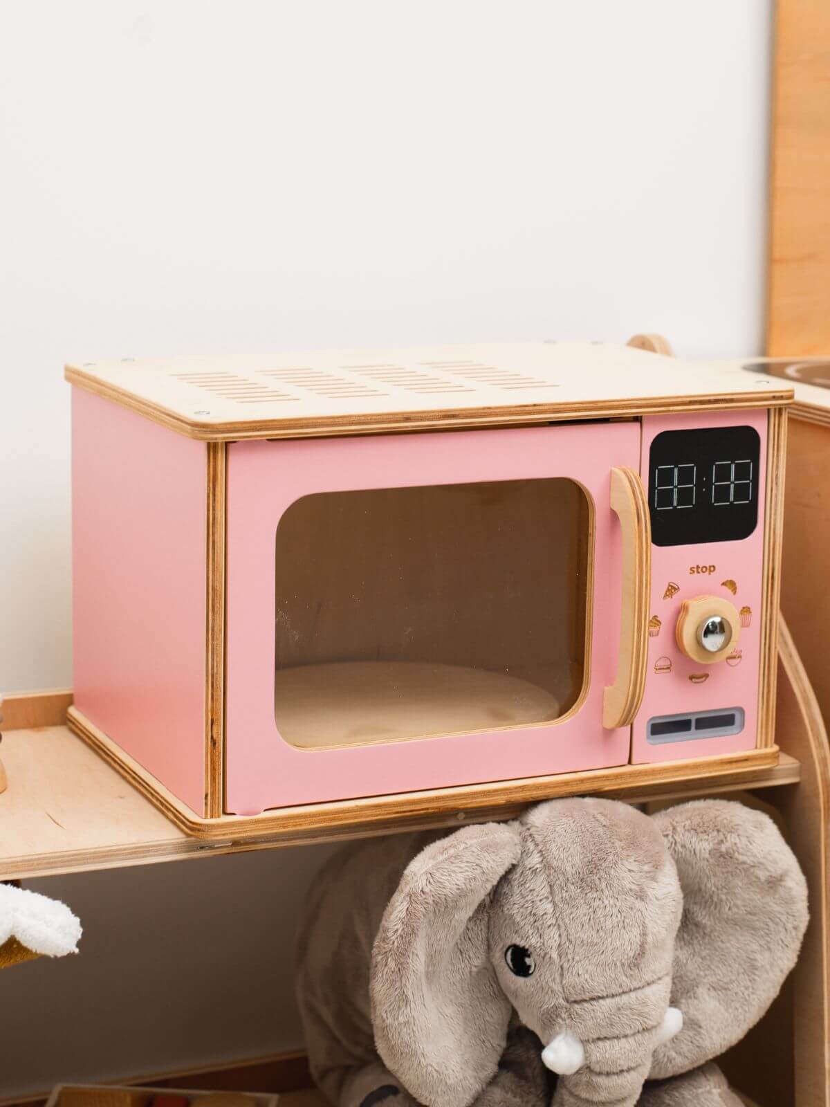 Pink toy microwave