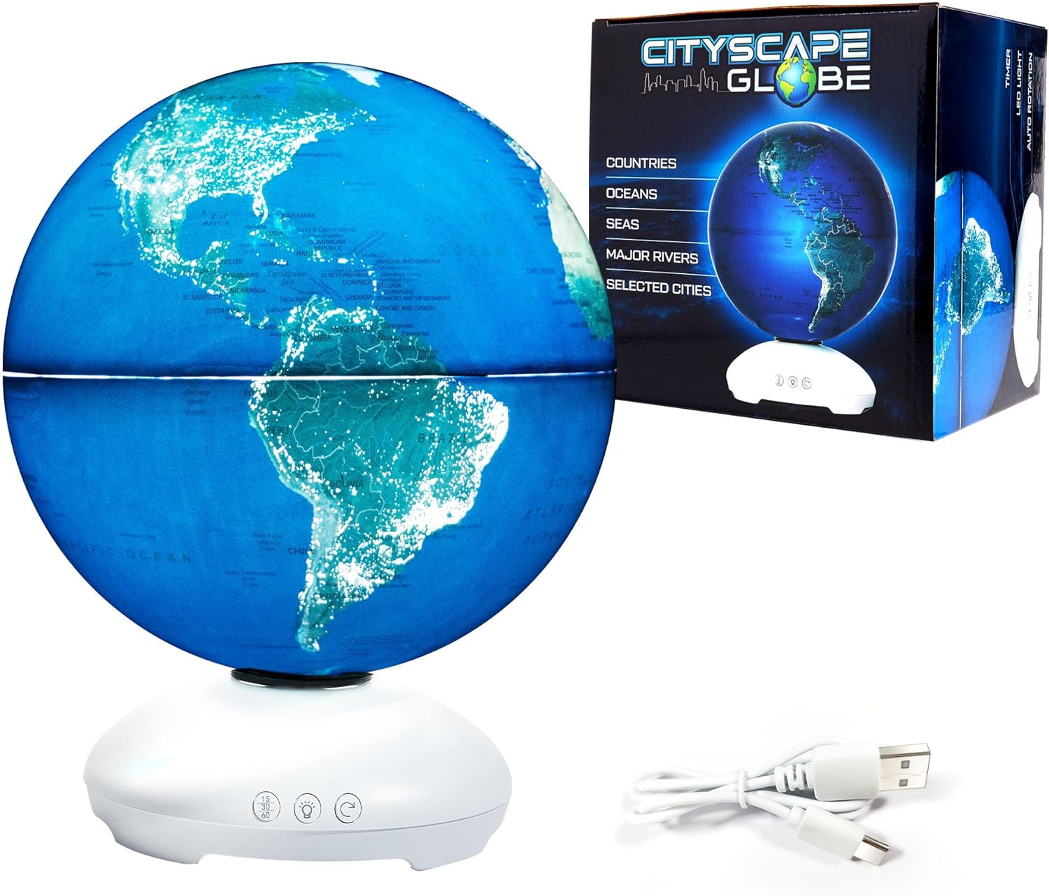 Illuminated Globe for Kids Learning, 10"" STEM Kids Globe with Stand, 3 Sleep Settings, Auto Rotation, for Kids 8+